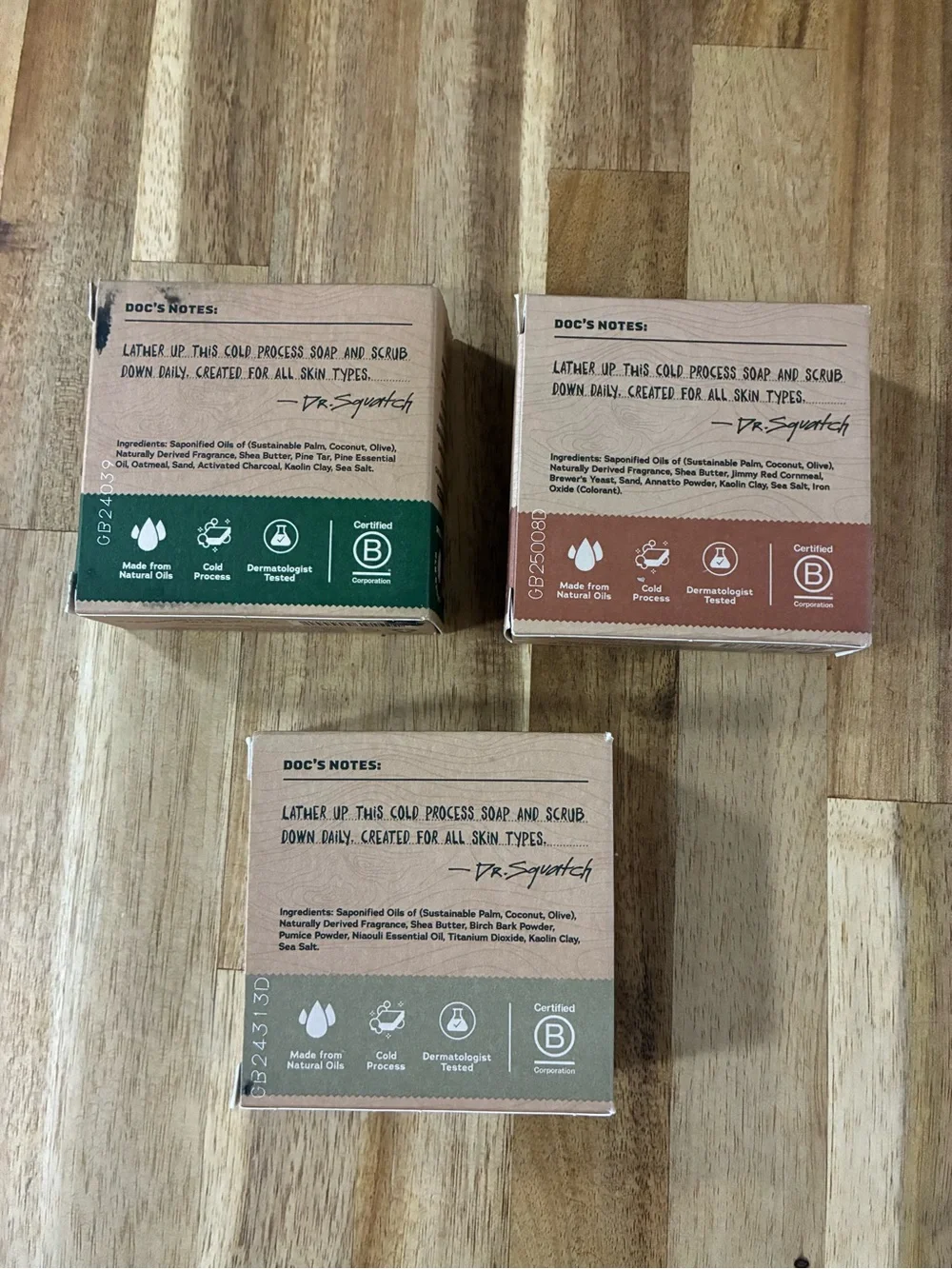 Dr. Squatch Men's Natural Oil Soap Lot of 3 Bars 5 Oz. Fresh Scented Bar Soap